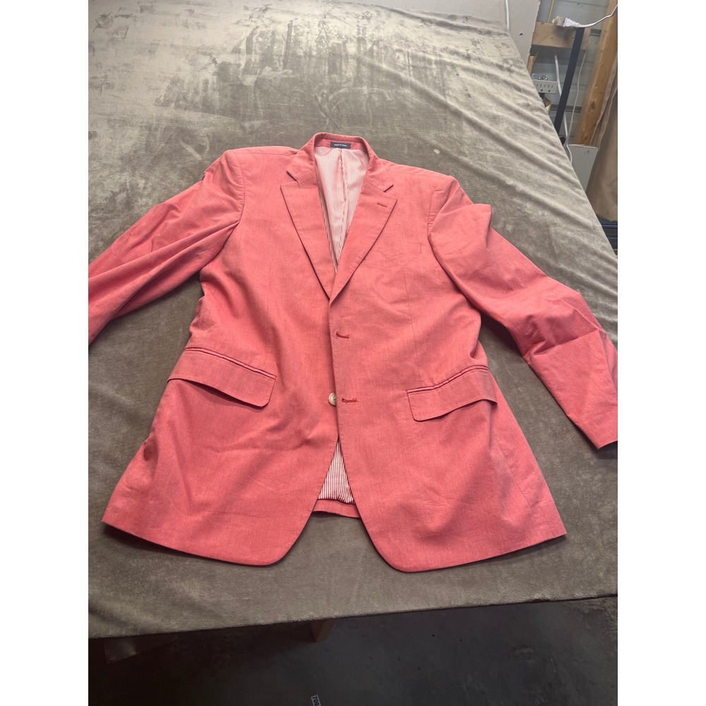 Stafford Mens Classic Fit Blazer Salmon Pink Two Button Sport Coat Jacket 40R
